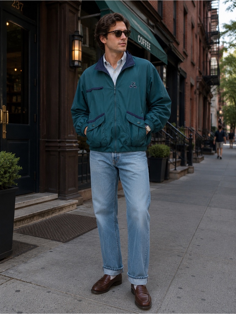 CHRISTIAN DIOR MONSIEUR Men's Vintage 90's Hunter Green Navy Windbreaker Jacket